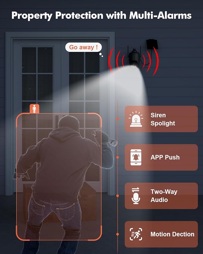 Dzees Solar Security Cameras Wireless Outdoor, 2K Battery Powered Security - Image 3