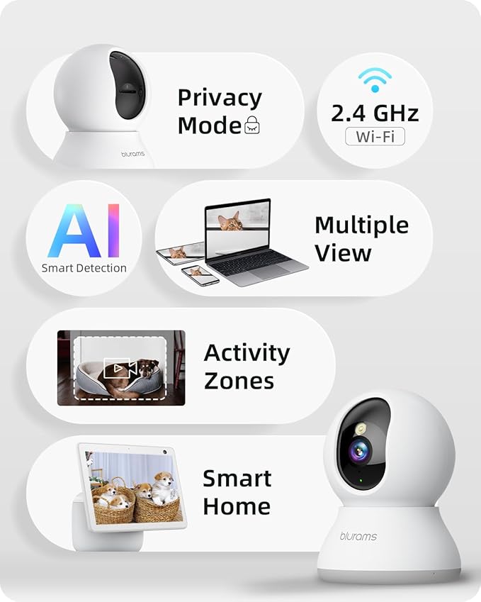 Security Camera 2K, blurams Baby Monitor Dog Camera 360-degree - Image 8
