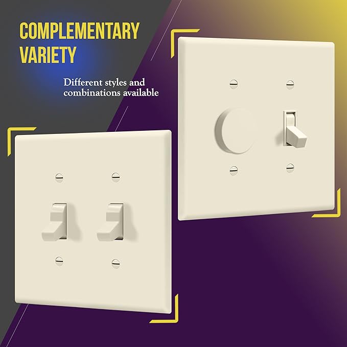 ENERLITES Toggle Light Switch Wall Plate, Gloss Finish, Midway Size 2-Gang - Image 3
