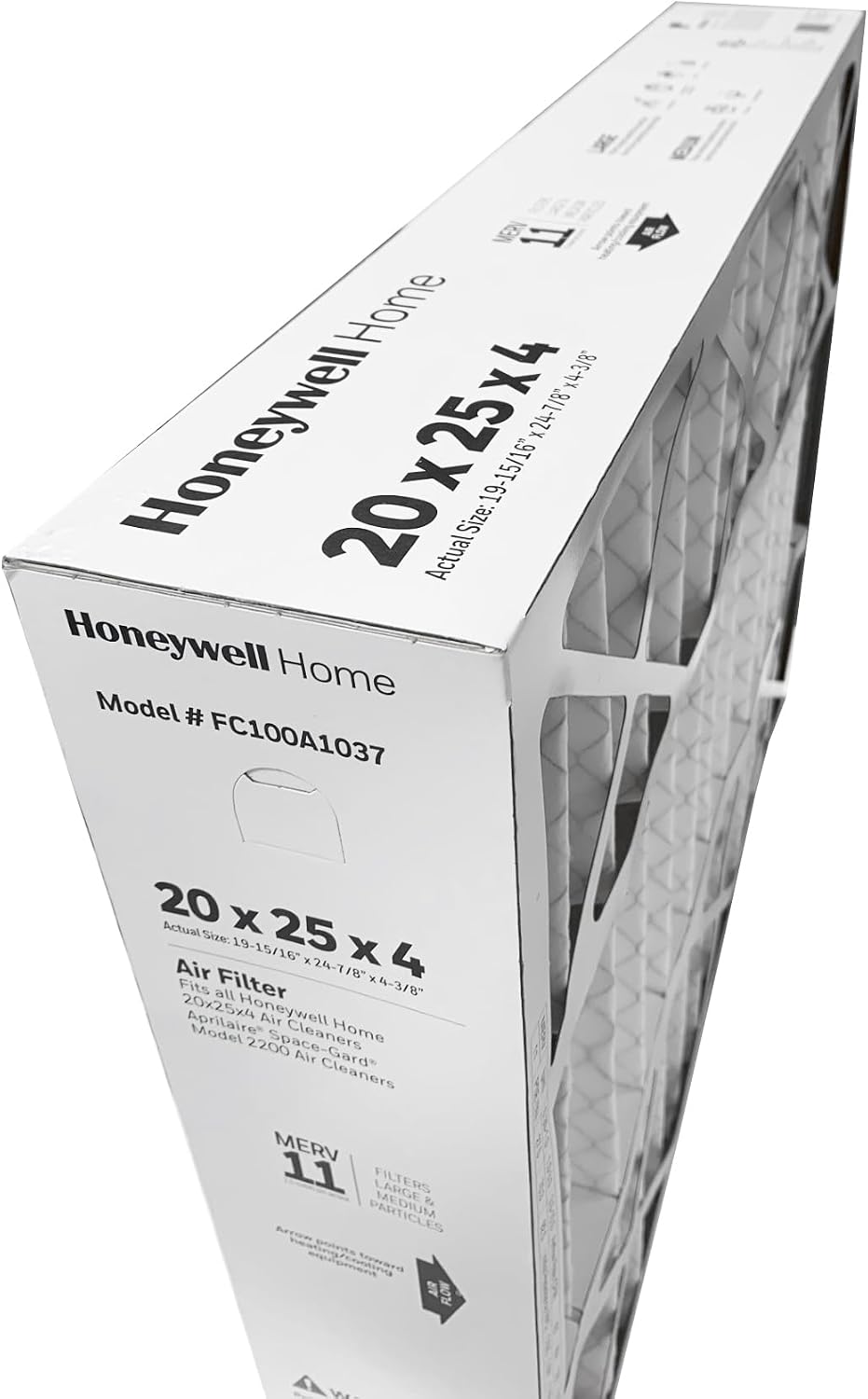 Honeywell FC100A1037-20" x 25" x 4" Pleated Air Filter, MERV 11 Bundle with Same Day Supply Filter Change Reminder (2-Pack)