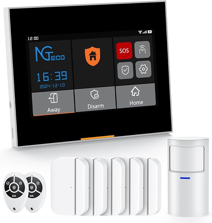 NGTeco 9-Piece Home Security Alarm Kit, Wi-Fi Home Security System by NGTeco