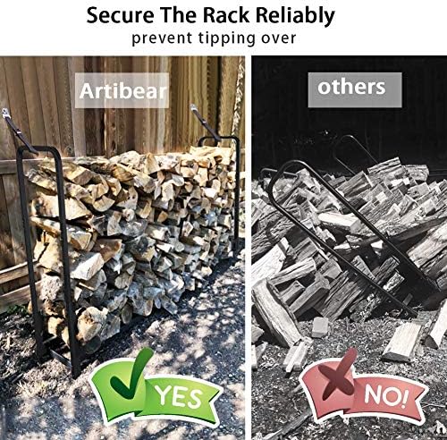 4ft outdoor firewood rack, upgraded adjustable heavy duty showing dimensions