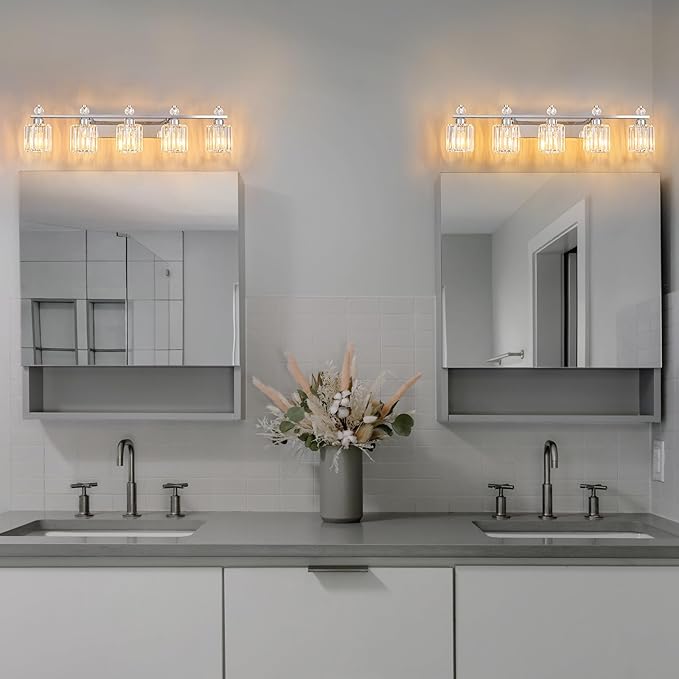 FDPBY Bathroom Vanity Lights 5-Light Chrome Modern Crystal Vanity Light - Image 3