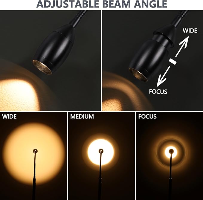 Reading Floor Lamp, Dimmable Zoomable Spotlight, Adjustable Color Beam Standing - Image 2