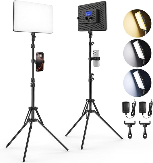 Led Video Light Panel Lighting Kit, QEUOOIY 2-Pack Bi-Color Photography Lighting by QEUOOIY