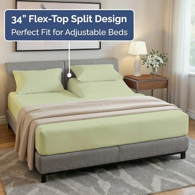 Split Head King Sheet Set – 4 Piece Flex Split Top King Sheets - Image 4