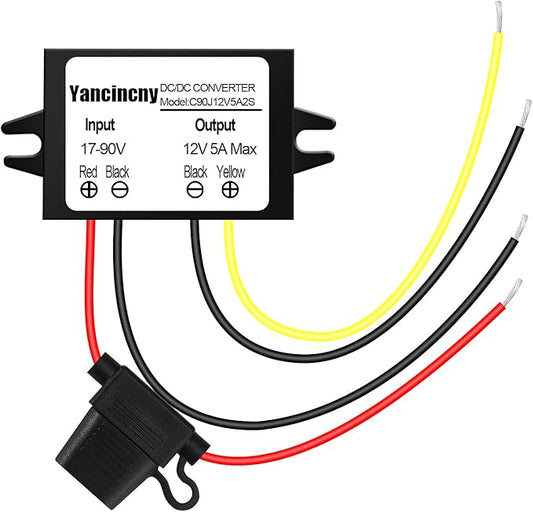 Yancincny DC 24V 36V 48V 60V 72V 84V 90V Step Down to 12V 5A 60W Converter by Unknown