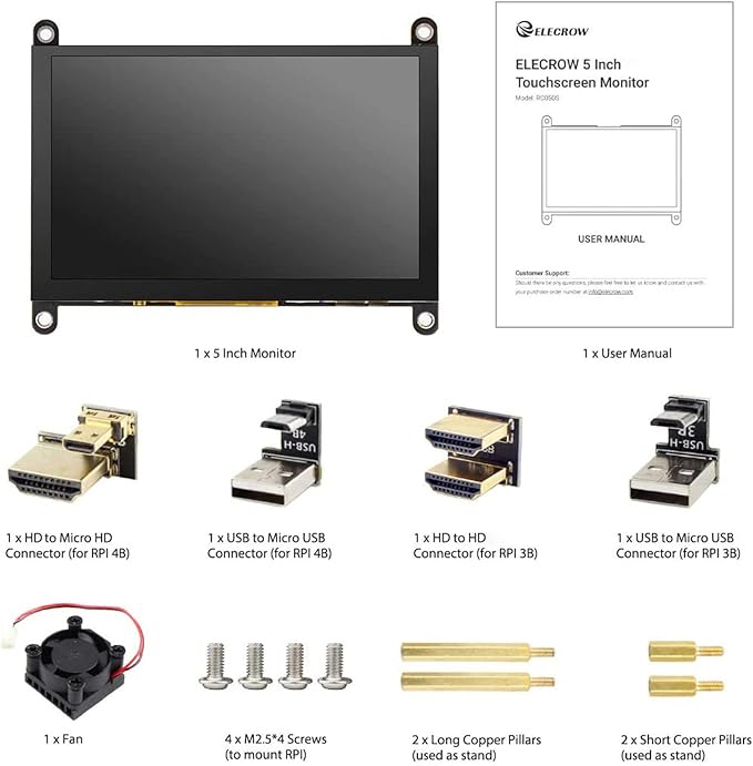 ELECROW 5 Inch Touch Screen Monitor LCD Display, 800×480 Mini Touchscreen - Image 6