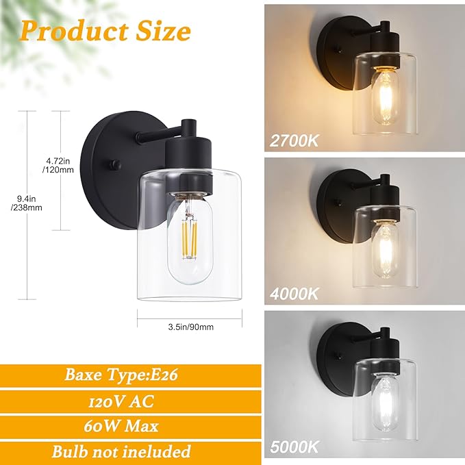 SOPEAS Wall Sconces for Bathroom, Modern Vanity Light Fixtures, Farmhouse Wall - Image 7