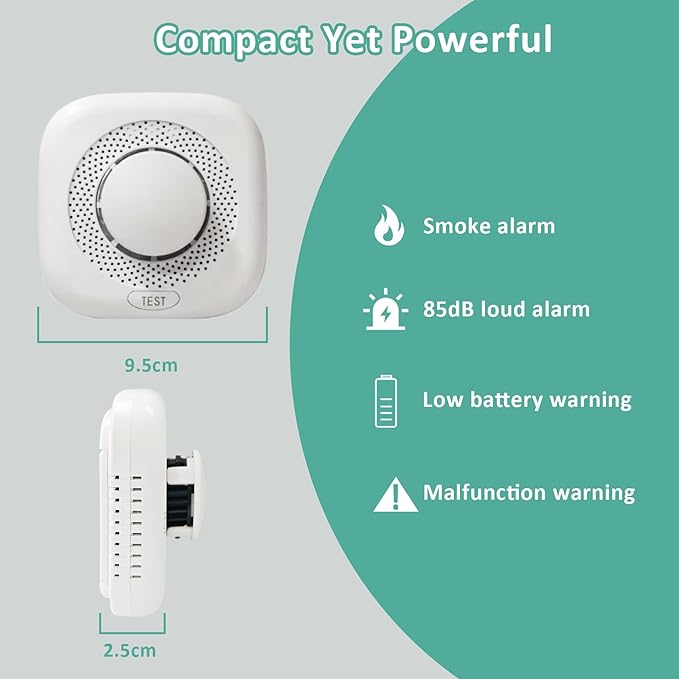Optical Smoke Alarm with Advanced Photoelectric Technology, Battery Power Smoke - Image 3
