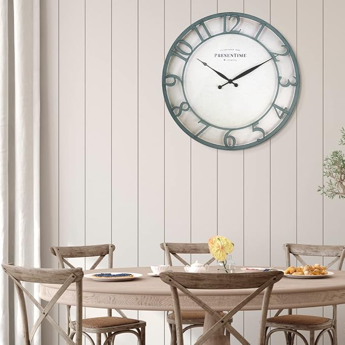 Presentime & Co 21" Farmhouse Series Wall Clock, Vintage Style, Retro Clock - Image 6