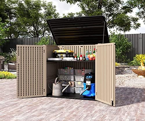 homspark storage shed weather resistance, multi-purpose outdoor storage, front angle view