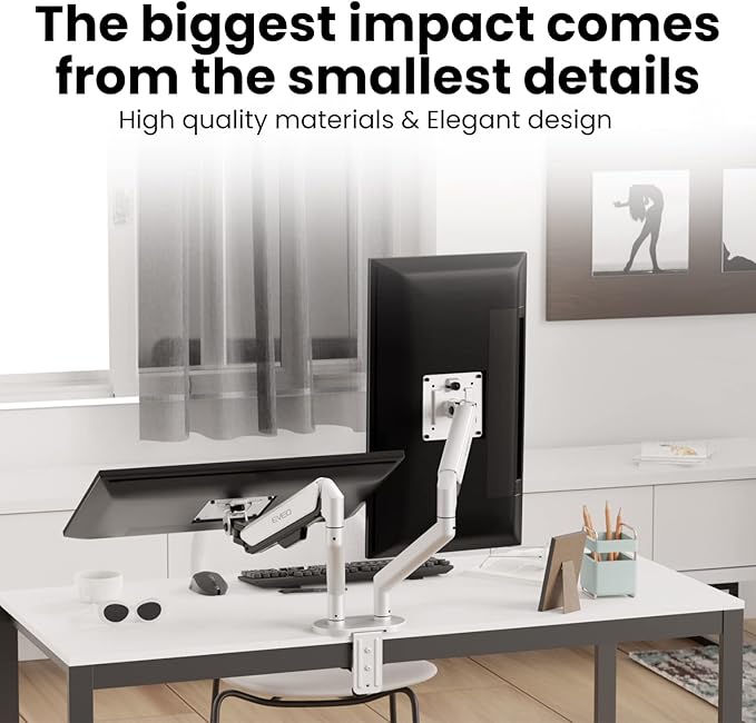 EVEO Premium Dual Monitor Mount 14"-35” Dual Monitor Arm VESA Bracket - Image 5