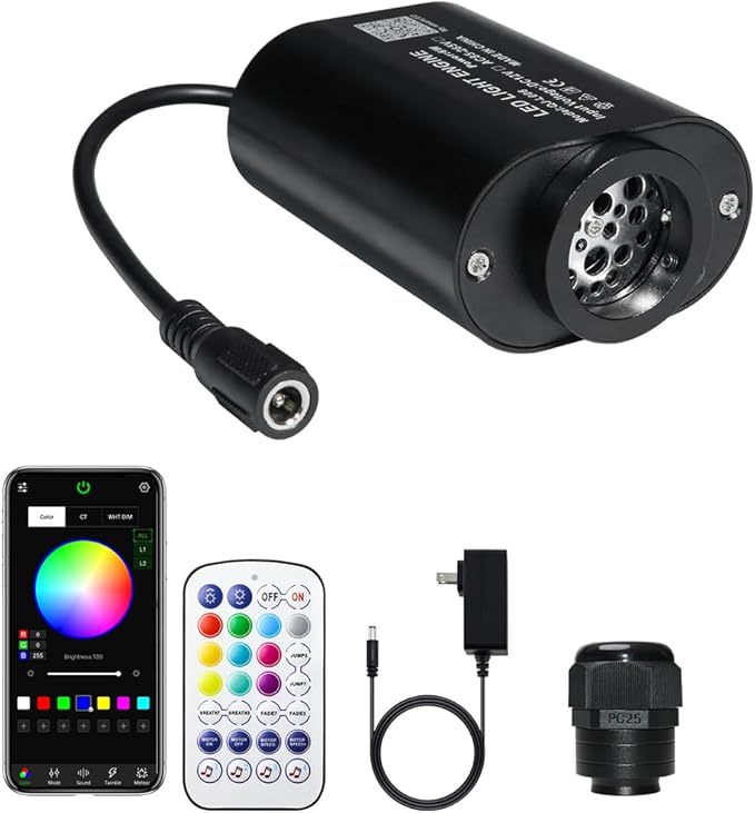 AZIMOM Mini 6W Twinkle Fiber Optic Starlight Box Sound Activated RGBW Fiber by AZIMOM