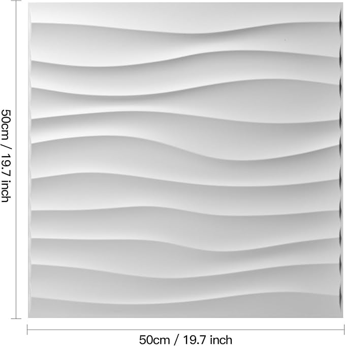 Art3d 12 Pack 3D Wave Design Wall panels 19.7"x19.7" PVC Panel - Image 3