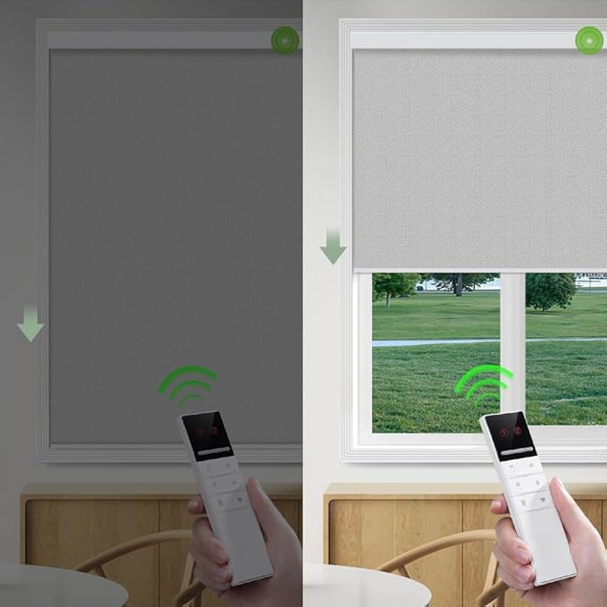 ZSHINE Motorized Blackout Roller Blinds Customize Width Remote Control Wireless - Image 3