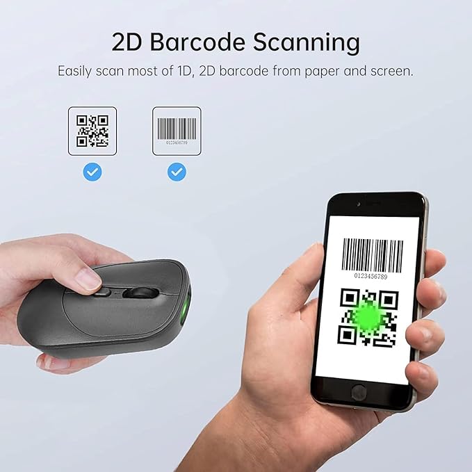 THARO New Wireless Mouse Barcode Scanner, 2-in-1 Design 2D Handheld Barcode - Image 3