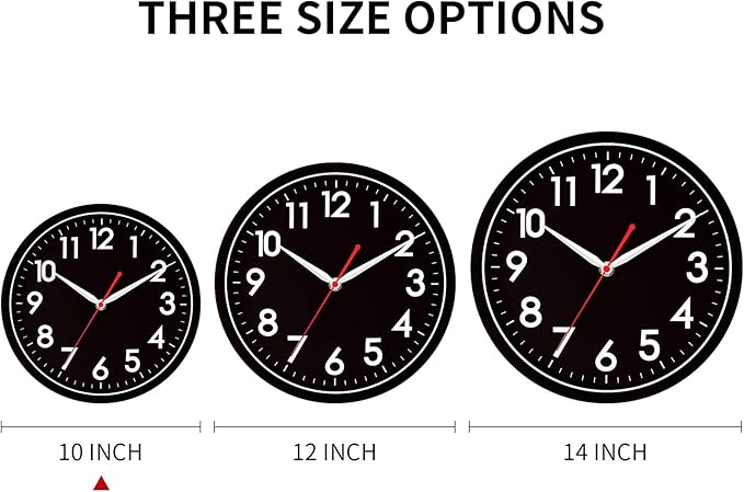 AKCISOT Wall ClockModern Black Silent Non Ticking Wall Clocks Battery Operated - Image 5