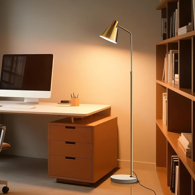 Gold Brass Industrial Floor Lamps - Image 4
