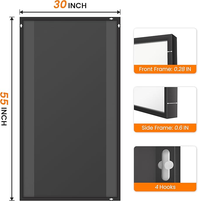 Bathroom Vanity Mirror for Wall, HD Shatterproof Glass, Hangs Horizontally or - Image 8