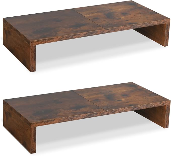 TEAMIX 2 Pack Monitor Stand Riser-20 inch, Wooden Tabletop Shelf by TEAMIX