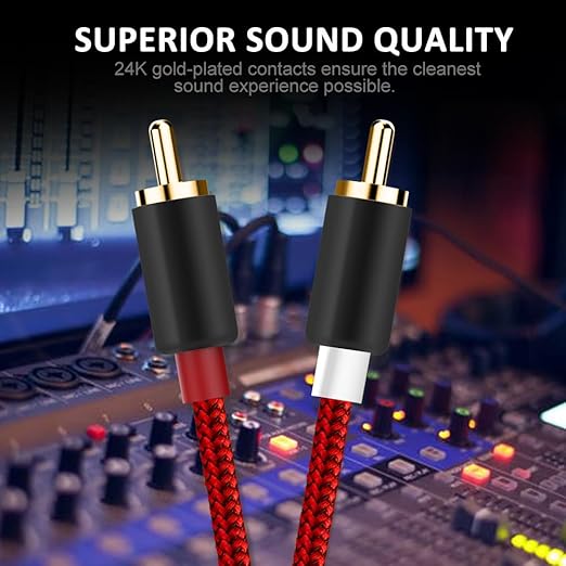 Goalfish RCA Cable, 2-Male to 2-Male RCA Audio Cord Stereo Subwoofer Cable - Image 3