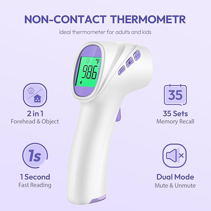 Forehead Thermometer for Adults, Kids & Babies, No-Touch Digital Thermometer - Image 2