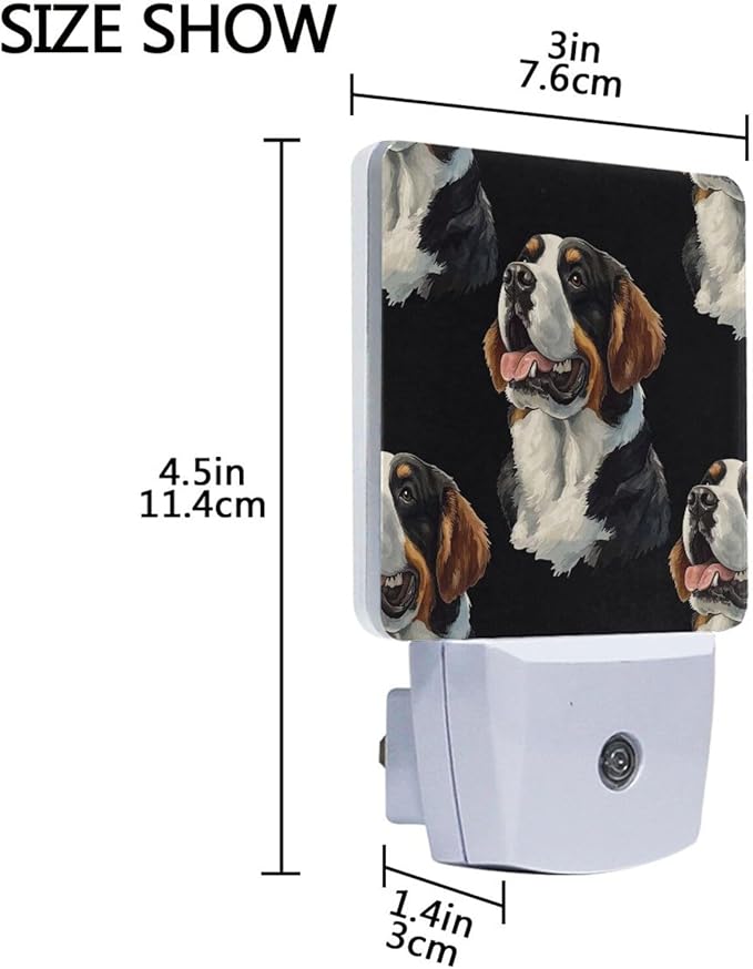 Pigsaly Led Night Light Watercolor Cute St Bernard Dogs Head Night Light Plug - Image 3