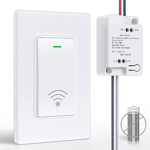 Avorecta Wireless Light Switch and Receiver Kit, Self-Powered Remote Control by AvorectaWirelessSwitch