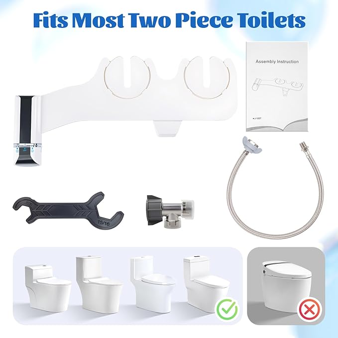 Bidet Attachment, Self-Cleaning Dual Retractable Nozzles Bidet, Ultra Slim - Image 7