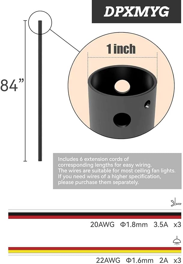 DPXMYG 84 inch Ceiling Fan Downrod - Image 2