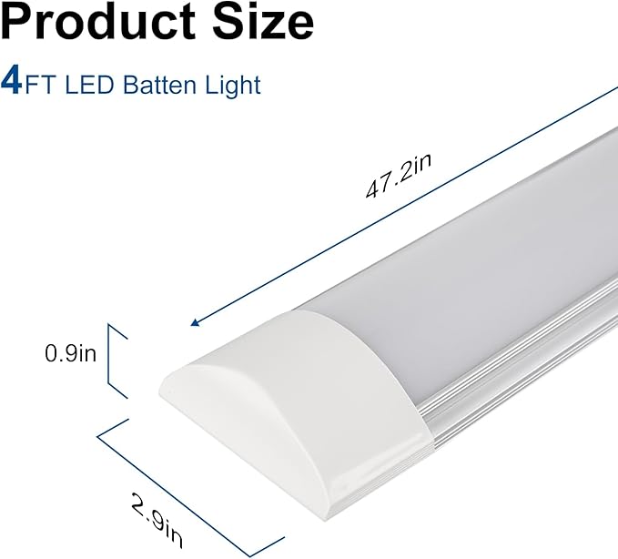 colmeguna 4 Packs 4FT LED Batten Light, Ultra-Thin Ceiling Surface Mounted Light - Image 2