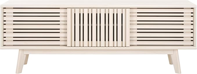 SAFAVIEH ESMA TV Stand for up to 65" Flatscreen – Bleached White, Sliding Doors by SAFAVIEH