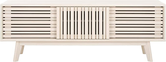 SAFAVIEH ESMA TV Stand for up to 65" Flatscreen – Bleached White, Sliding Doors by SAFAVIEH