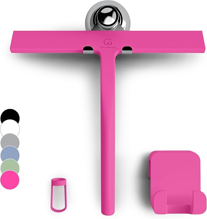 GÜTEWERK Shower Squeegee for Glass Doors, Silicone Window Squeegee, Bathroom by G%C3%9CTEWERK