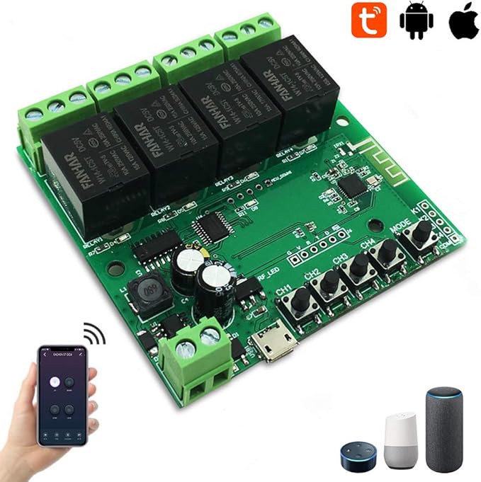 Newgoal 4-Channel WiFi Smart Switch Relay Module, TUYA/Smart Life App - Image 2