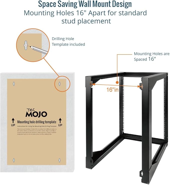Tecmojo 15U Wall Mount Server Rack, Open Frame Network Rack - Image 4