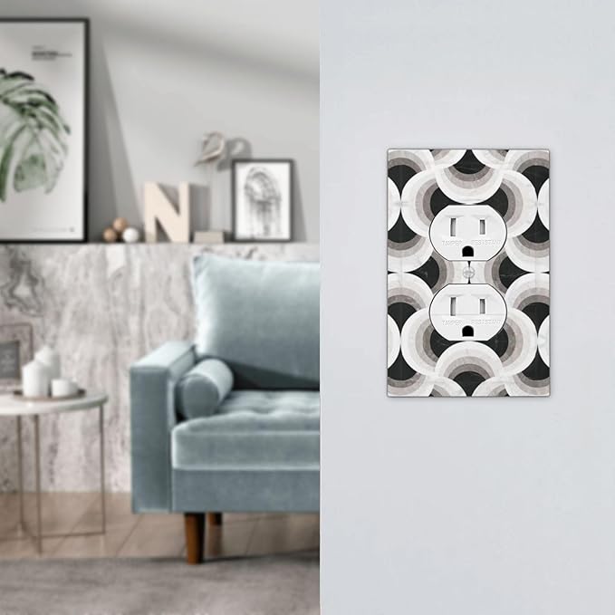 Bvtewkhz Black/White Art Marble Duplex Outlet Decorative Light Switch Covers - Image 6