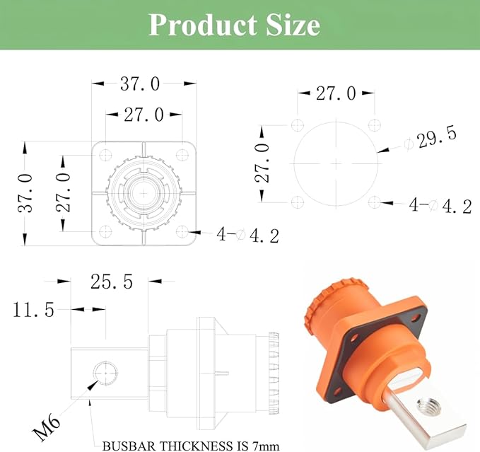 1 Set Battery Energy Storage Connector 350A 95mm² High Current HV Connectors - Image 7