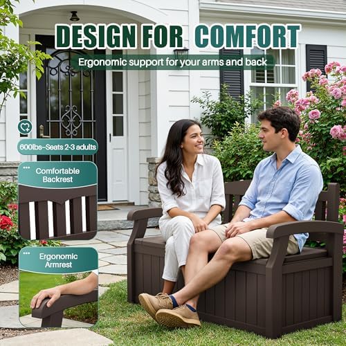 devoko 80 gallon storage bench deck box waterproof&lockable, close-up detail
