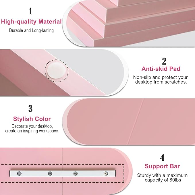 TEAMIX 2 Tiers Pink Monitor Stand Riser, Desktop Stand - Image 5