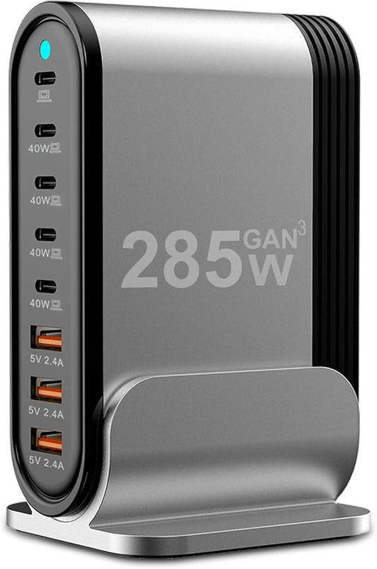 USB C Fast Charger : Fast Charging Station : 285W-8 Port Desktop Multiple by Unknown