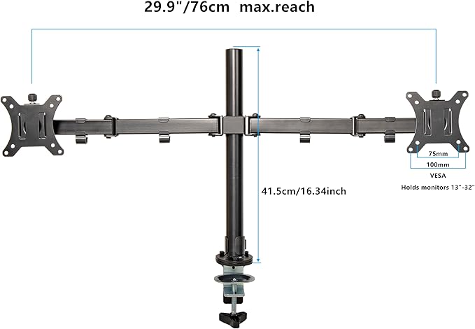 Elevon Dual Monitor Stand for 13-32 inch Computer Screens, Full Adjustable Two - Image 3