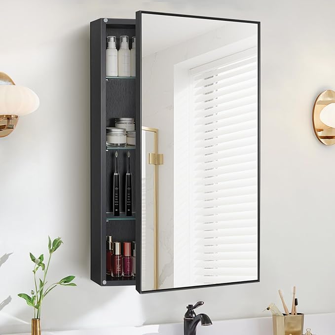 Medicine Cabinet with Mirror, 20x30 Inch Rectangle Wall Mounted Bathroom Vanity by Chyanmoo