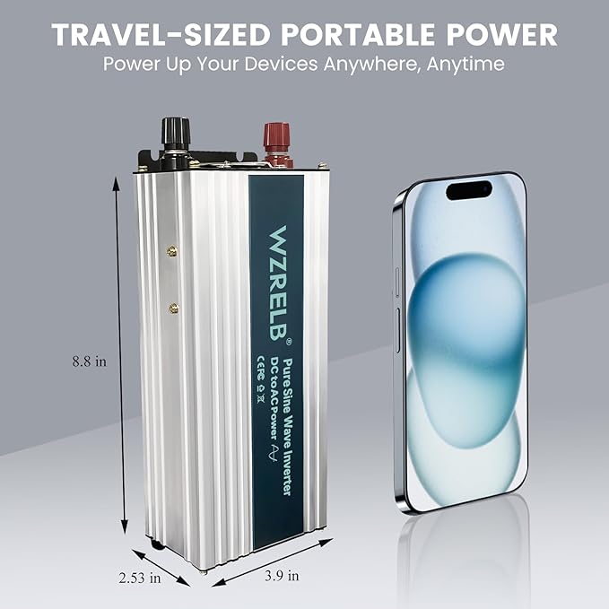 WZRELB 1000W Pure Sine Wave Inverter 48V DC to 110V 120V AC Power Converter - Image 5