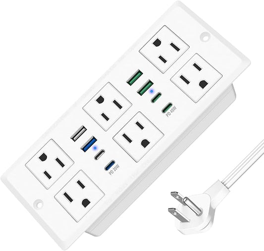 Recessed Power Strip with 45W USB C, Furniture Desk Flush Mount Outlet by VILONG