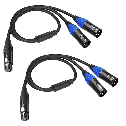 Smithok 2pack XLR Y Splitter Cable, Female to Dual Male Y Cable, Balanced by Smithok