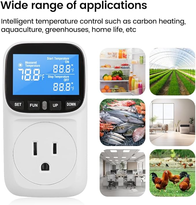 Diymore Plug in Digital Thermostat Temperature Controller, 120V / 15A, - Image 2