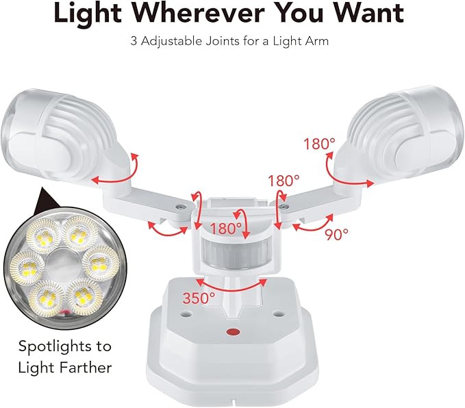 OREiN 2 Pack Motion Sensor Outdoor Lights, 450° Superwide Adjustment Dimmable - Image 2