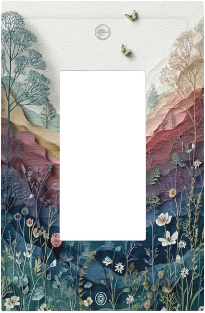 Bvtewkhz Wildflowers Rustic Flowers Floral Plants 1 Gang Single Rocker Wall by Unknown
